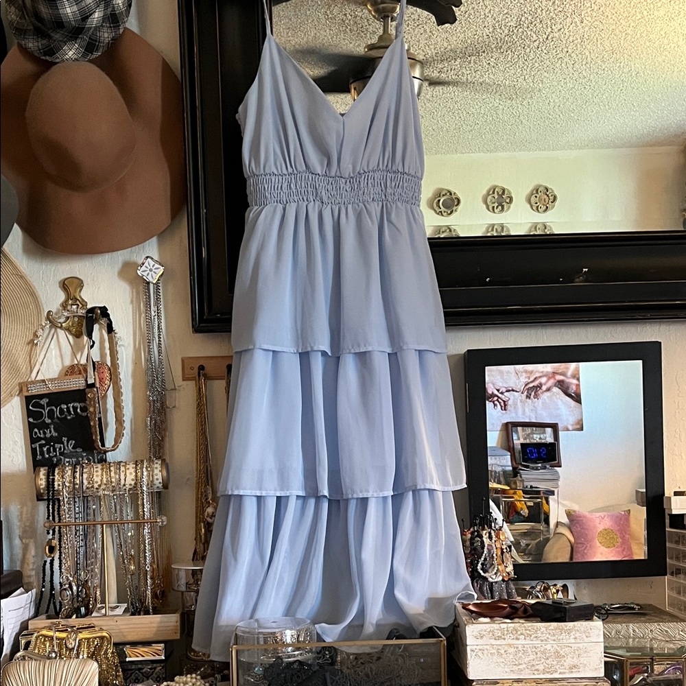 2/$20 Chic Light Blue Tiered Midi Dress By And Now This